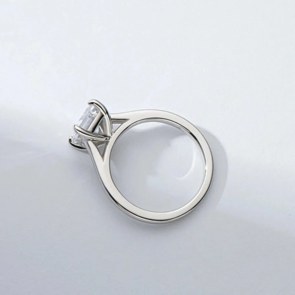 925 Sterling Silver Radiant Cut Clear Engagement Single Stone 2.5 ct CZ Ring